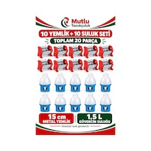 Tr Güvercin Yemlik Ve Suluk Seti 10 Adet 15 Cm Galvaniz Metal Yemlik + 10 Adet 1,5 L Plastik Suluk Toplam 20 Pa