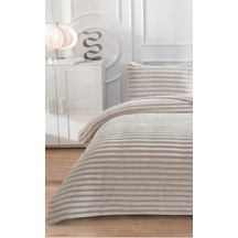 Soft Çizgi Tek Kişilik Yatak Örtüsü 180x240 Krem