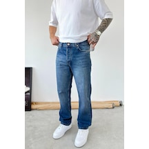 Dokulu Mavi Soft Degrade Baggy Pantolon