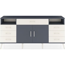 Arges Konsol 4 Raflı 7 Çekmeceli 2 Kapaklı 176x30x83 Antrasit-antrasit/aytaşı Antrasit/aytaşı