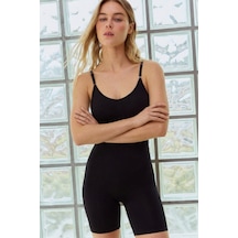 Kadın Vücut Sıkılaştıran Siyah Likralı Body