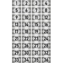 Metal Kapı Masa Dolap Numara Levhası 3,5x5cm Gümüş Renk 36 Adet (1…36)