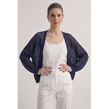 Neden Tekstil Premium Ajurlu İnce Triko Bolero Hırka - Lacivert