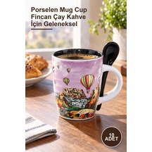 10 Adet Yöresel Porselen Kupa Bardak Porselen Mug Cup Fincan Çay Kahve İçin Geleneksel