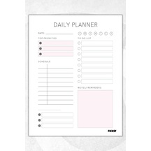 Günlük Planlayıcı - A4 Ebat Yapılacaklar - 30 Yaprak - Daily Planner - 0733 Çok Renkli