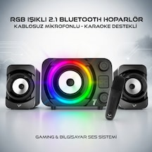 Bluetooth Mikrofonlu Hoparlör Rgb 2+1 Ses Sistemi Gaming Bilgisayar Hoparlör