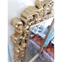 Büyük Dev Sarı Yaldız Rustik Banyo Salon Komodin Duvar Boy Aynası Sarı