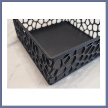 Bezos 3d Baskı Organik Desenli Peçetelik Kokteyl Peçete Tutucu 12,5x12,5 Cm Delikli Peçete Standı - Siyah Dlra