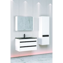 Levante 85 Cm Siyah Lavabolu Banyo Dolabı Bgn Aynalı - Boy Dolap Dahil Beyaz