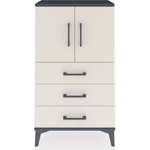 Arges Komodin 2 Raflı 3 Çekmeceli 2 Kapaklı 60x30x106 Antrasit-aytaşı Antrasit
