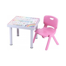 Sağlam Plastik Mandella Rubi İngilizce Desenli Çocuk Masası 1 Adet Nova Büyük Çocuk Koltuk Pembe