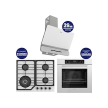 Flowart Digital Asimetrik QBL63CB+NT026-WFA+D081-SA Beyaz Cam Ankastre Set
