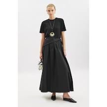Manuka Önü Düğmeli Poplin Etek Siyah Ss26etk00001-01 Siyah