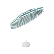 Plaj Balkon Bahçe Şemsiyesi 220 Cm 10 Telli - Yeşil Beyaz + Bidon Hediyeli