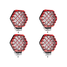 4 Adet 48w Altıgen Kafesli Kırımızı Kasa 16 Led Off Road Tekne