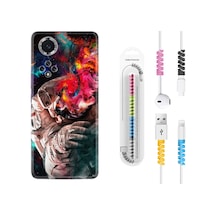 Huawei Nova 9 Kılıf Kablo Koruyuculu Fire Astronout 1847 Siyah