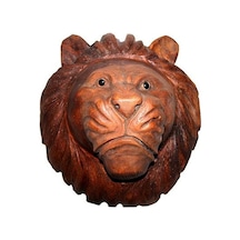 Dekoratif 40Cm Ahşap Aslan Kafası Hediyelik