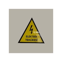 Aluminyum Elektrik Tehlikesi Uyarı Levhası Üçgen 10 Cm Arkası Yapışkanlı 1 Adet