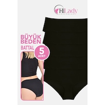 Kadın Külot, Orta Yüksek Bel Büyük Beden Külot 4xl-5xl-6xl 5 Adet, Yumuşak Pamuklu Rahat Kumaş Siyah