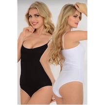 Seher Yıldızı 0066 Bayan Karışık Renkli İp Askılı Çıtçıtlı Body 6 Adet 001