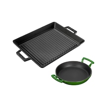 Döküm Izgara Tava 26x32 & 20 Cm Sahan Set - Gerçek Izgara Lezzeti Evde Belirtilmemiş