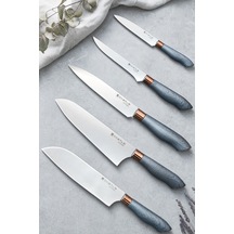 Silver Gray Serisi 5 Li Mutfak Bıçağı Et Ekmek Sebze Mutfak Şef Bıçak Seti Mft-568 Gri