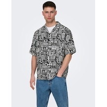Only & Sons Only&sons Erkek Rahat Kesim Desenli Yazlık Gömlek 22028514 Beyaz