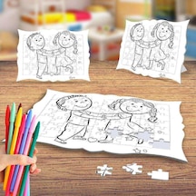 Dans Eden İki Arkadaş Boyama Puzzle Tablo Çocuk Eğitici Yapboz