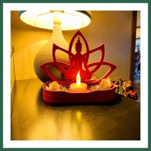 Bezos 3d Baskı Lotus Buda Mumluk - Dekoratif Tealight Mumluk-kırmızı Bzs01