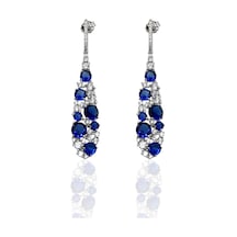 Oya Silver Beyaz Işıltılı Uzun Damla Form Safir Taşlı Gümüş Küpe-4.9x0.9cm