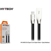 Hytech Hy-X405 3A Type-C 1M Siyah Data + Şarj Kabl