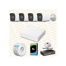 Provzen Hikvision 4 Kameralı 4mp Ip Hibrit Colorvu Güvenlik Kamerası Mikrofonlu Olay Anında Bildirim