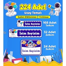 Uzay Temalı Okul Kreş Kişiye Özel İsim Etiket Seti - Model 533 Çok Renkli
