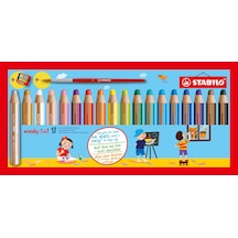 Stabılo Woody 3'ü 1 Arada - Çok Özellikli Kalem - 18'li Paket - Çeşitli Renkler + Kalemtıraş Ve Boyama Fırçası 124-Pembe