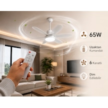 Volttrend 40w Led 6 Pervaneli Tavan Vantilatörü E27 Duylu 3 Renk Fonksiyonlu Vt-1154