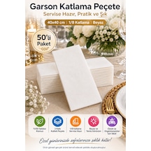 40x40 Cm Beyaz Garson Katlama Peçete 2 Katlı 1/8 Katlı 50 Adet Düğün Davet Catering Servis Peçetesi