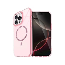 Apple iPhone  Uyumlu  14 Pro Max Live Diamond Magsafe Kapak - Pembe