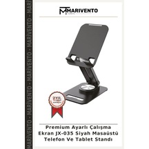 Premium Ayarlı Çalışma Ekran Jx-035 Siyah Masaüstü Telefon Ve Tablet Standı