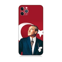 Apple Uyumlu  iPhone 11 Pro Silikon Kılıf Mustafa Kemal Atatürk Ve Bayrak