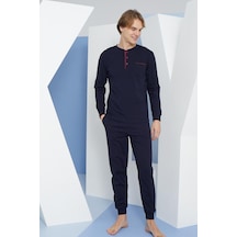 Kly Erkek Uzun Kol Midi Yaka Lacivert Pijama Takımı C9t2n4o4 001