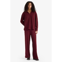 Defacto Wide Leg Fitilli Kaşkorse Beli Lastikli Pantolon F1012ax25aubr115 Bordo-br115