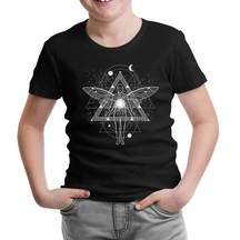 Man With Wings Travelling Universe Siyah Çocuk Tshirt 001