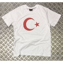 Stoned&Fame Unisex Beyaz Ay Yıldız Baskılı T-shirt Beyaz