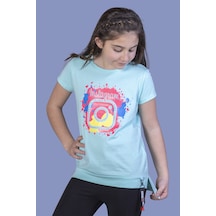 Toontoy Kids Toontoy Kız Çocuk Renkli Instagram Baskılı Tişört Mint Yeşili