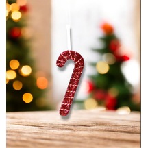 Yılbaşı Süsü İpli Baston Şeker Kırmızı 17 Cm