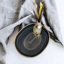 Hasır Sepet, Oval Jüt Sepet, %100 Doğal Hasır Sepet, Çok Amaçlı Dekoratif Hasır Sepet, Organizer 001