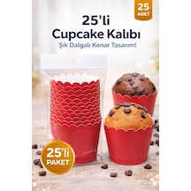 Cupcake Kalıbı & Kek Kapsülü & Muffin Kek Kalıbı & 25 Adet - Kırmızı Kek Kalıbı Kırmızı