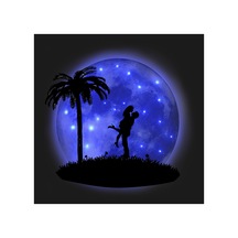 Kişiselleştirilebilir Led Işıklı Epoksi Katmanlı Tablo Tegan Sevgili Dolunay Mavi - 738248971 Mavi