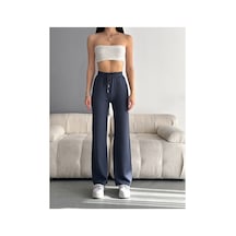 Winmoda34 Kadın Trend Bol Paça Modal Kumaş Eşofman Altı Çift Cepli Wide Leg Füme