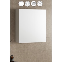 Çiğdem 55 Cm Beyaz Mdf Aynalı Asma Banyo Üst Dolabı Beyaz